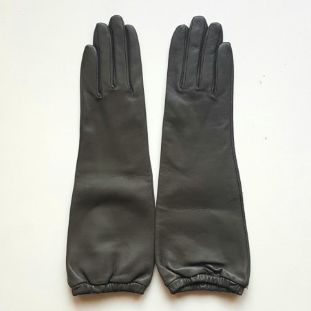 Gants en Cuir d'Agneau Gris Mima Doublés Soie.