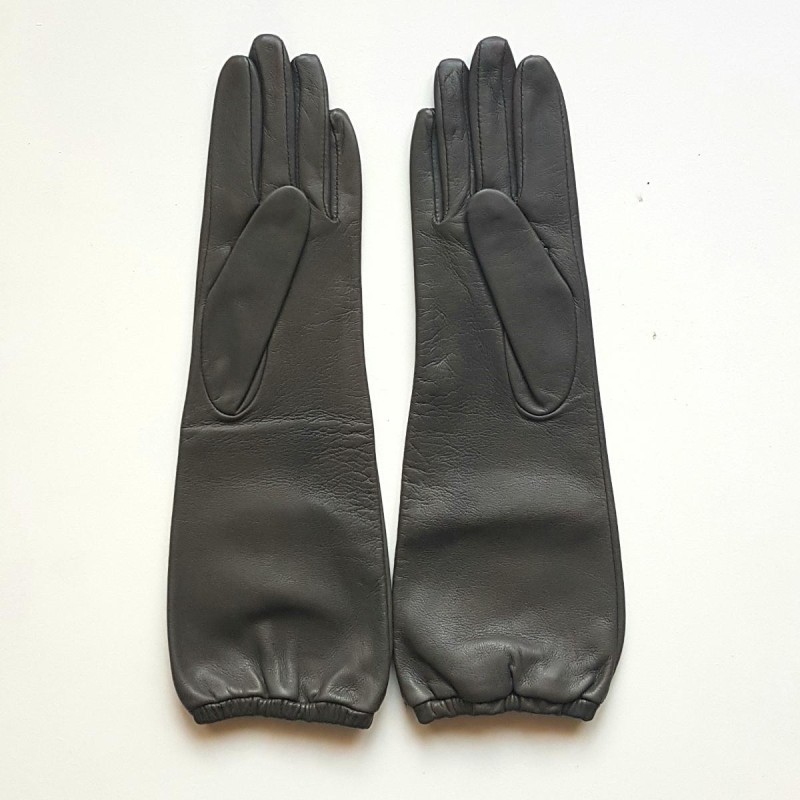 Gants en Cuir d'Agneau Gris Mima Doublés Soie.