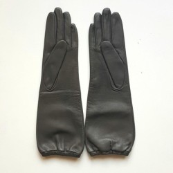 Gants en Cuir d'Agneau Gris Mima Doublés Soie.