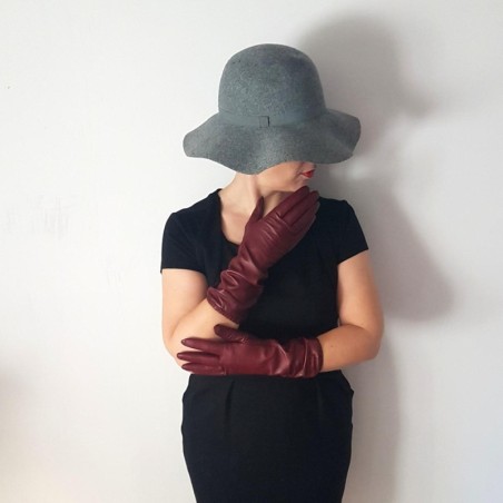 Gants en Cuir d'Agneau Bordeaux Mima Doublés Soie.