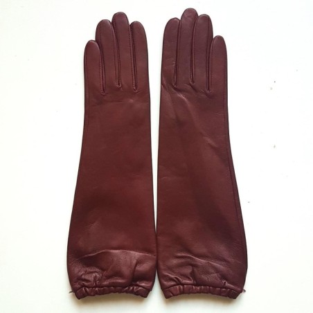 Gants en Cuir d'Agneau Bordeaux Mima Doublés Soie.