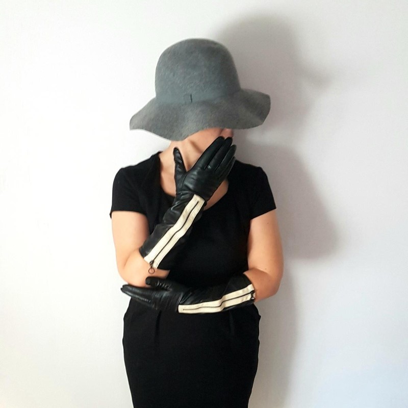 Gants en Cuir d'Agneau Noirs Vanille Peel Non Doublés