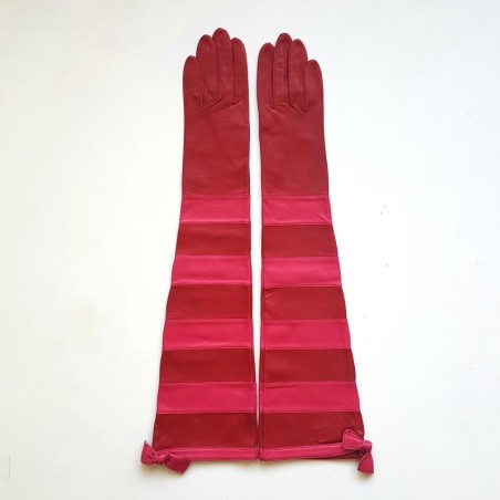 Gants en Cuir d'Agneau Rouges Fuchsia Natricia Non Doublés.