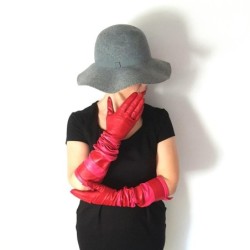 Gants en Cuir d'Agneau Rouges Fuchsia Natricia Non Doublés.