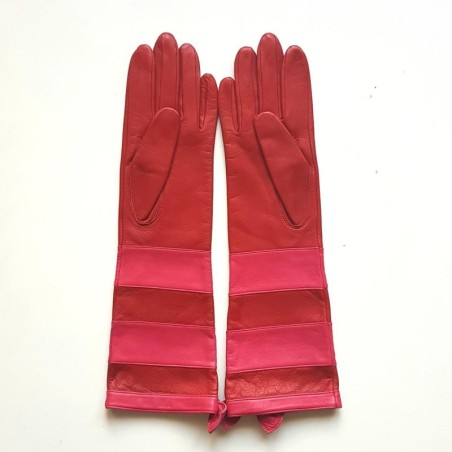 Gants en Cuir d'Agneau Rouges Fuchsia Natricia Bis Non Doublés.