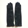 Gants en Cuir d'Agneau Noir Jacqueline Doublés Soie.