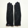 Gants en Cuir d'Agneau Noir Jacqueline Doublés Soie.