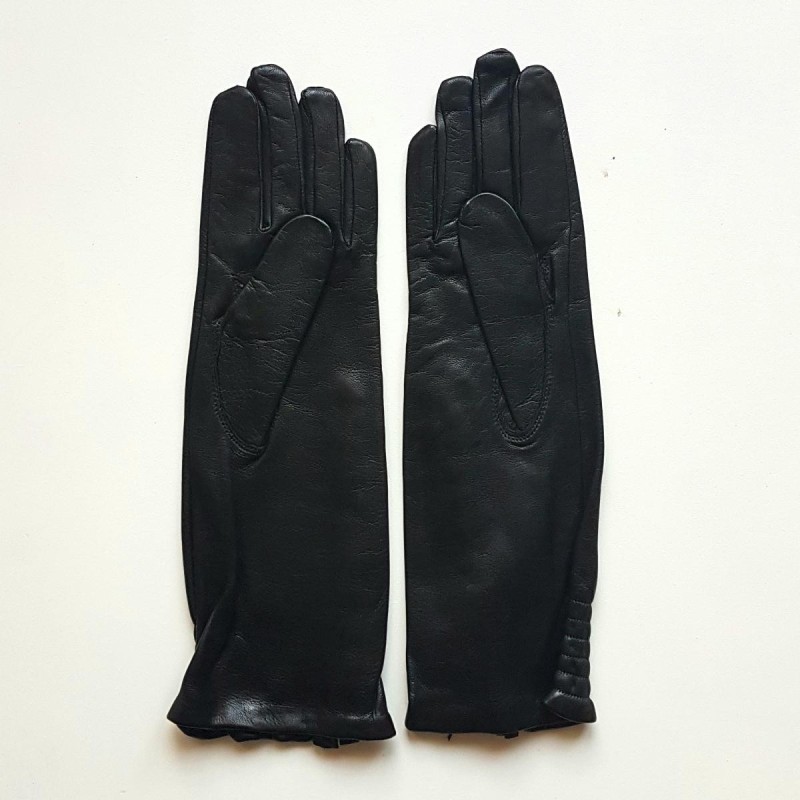 Gants en Cuir d'Agneau Noir Jacqueline Doublés Cachemire.