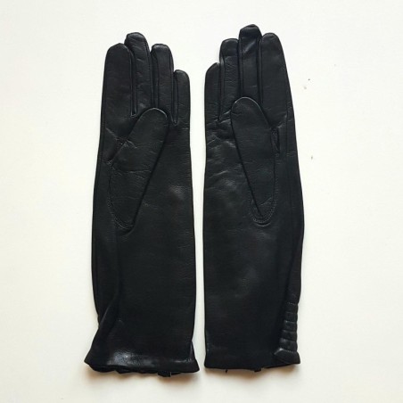 Gants en Cuir d'Agneau Noir Jacqueline Doublés Cachemire.