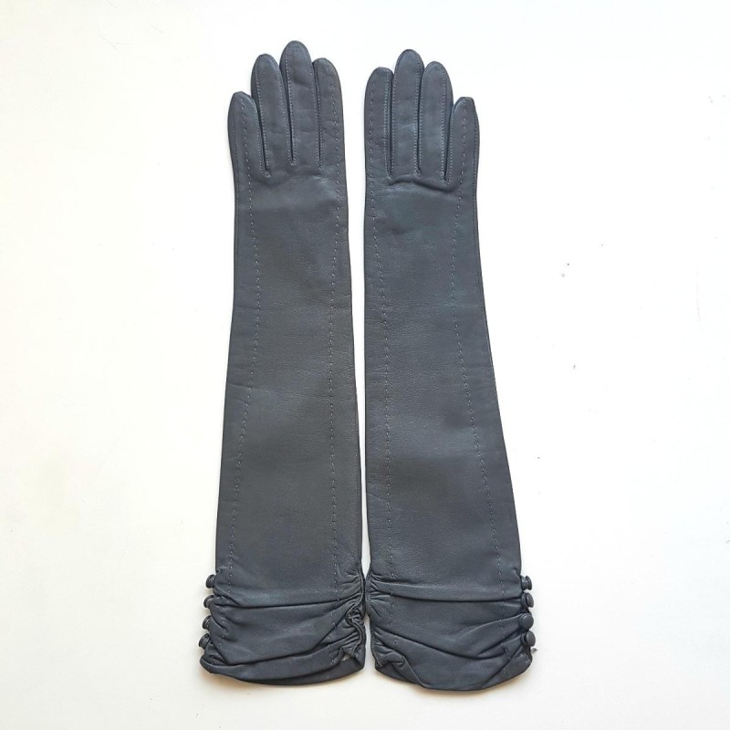 Gants en Cuir d'Agneau Gris Margaret Doublés Soie.