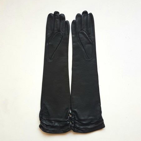 Gants en Cuir d'Agneau Noirs Margaret Doublés Soie.