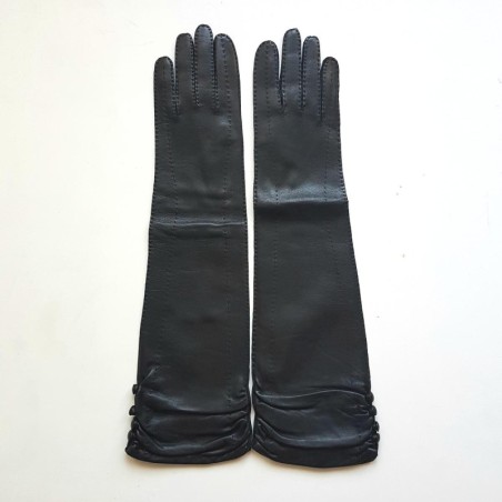 Gants en Cuir d'Agneau Noirs Margaret Doublés Soie.