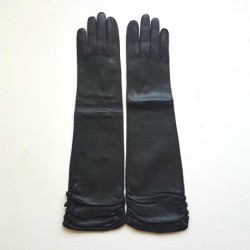 Gants en Cuir d'Agneau Noirs Margaret Doublés Soie.