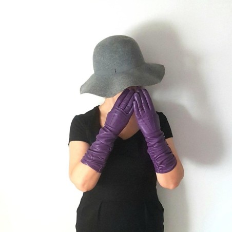 Gants en Cuir d'Agneau Améthyste Elisabeth Doublés Soie.