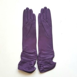 Gants en Cuir d'Agneau Améthyste Elisabeth Doublés Soie.