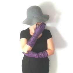 Gants en Cuir d'Agneau Améthyste Elisabeth Doublés Soie.