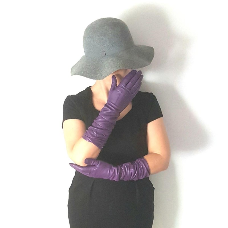 Gants en Cuir d'Agneau Améthyste Elisabeth Doublés Soie.