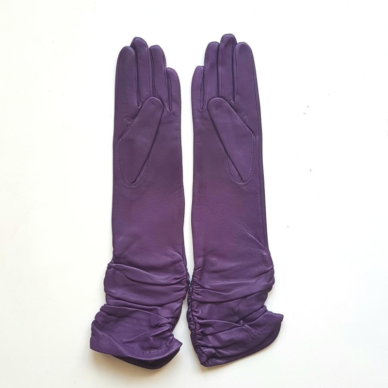 Gants en Cuir d'Agneau Améthyste Elisabeth Doublés Soie.