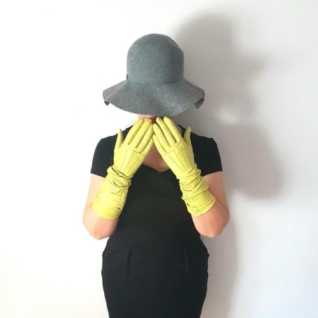 Gants en Cuir d'Agneau Anis Elisabeth Doublés Soie.