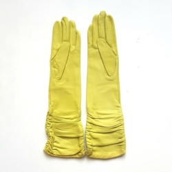 Gants en Cuir d'Agneau Anis Elisabeth Doublés Soie.