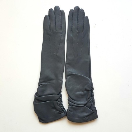 Gants en Cuir d'Agneau Gris Elisabeth Doublés Soie.
