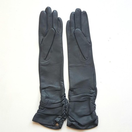Gants en Cuir d'Agneau Gris Elisabeth Doublés Soie.