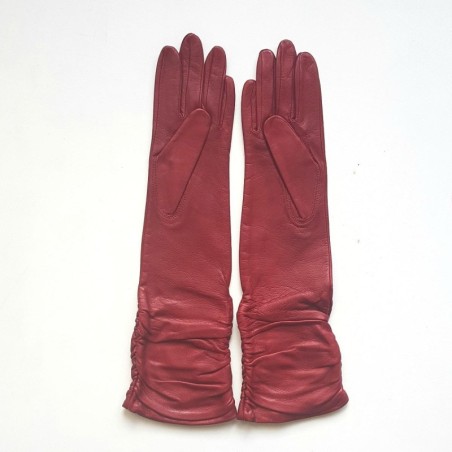 Gants en Cuir d'Agneau Rouges Elisabeth Doublés Soie.