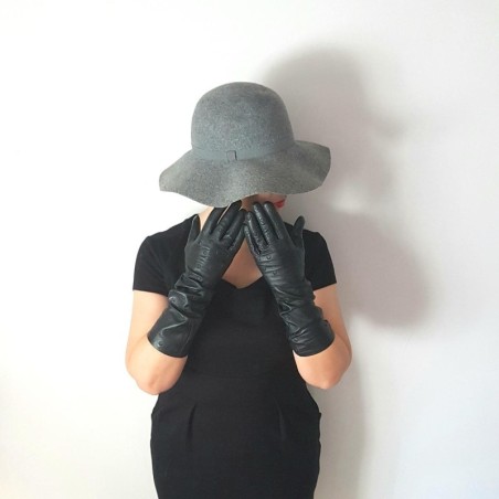 Gants en Cuir d'Agneau Noirs Pallini Doublés Soie.