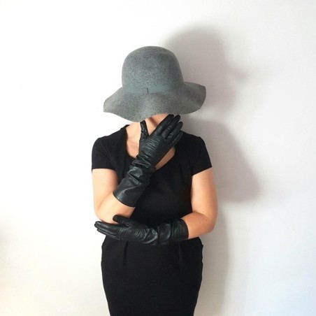 Gants en Cuir d'Agneau Noirs Pallini Doublés Soie.