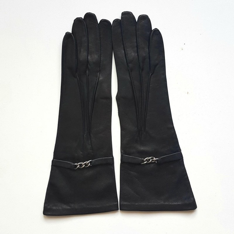 Gants en Cuir d'Agneau Noirs Nelly Non Doublés
