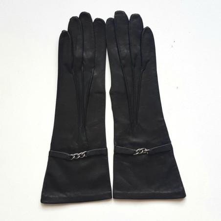 Gants en Cuir d'Agneau Noirs Nelly Non Doublés