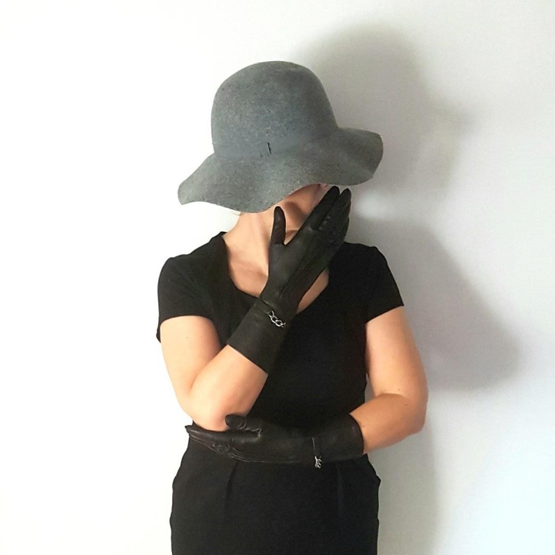 Gants en Cuir d'Agneau Noirs Nelly Non Doublés