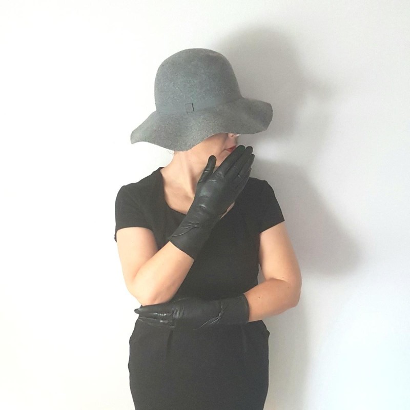 Gants en Cuir d'Agneau Noirs Gina Non Doublés