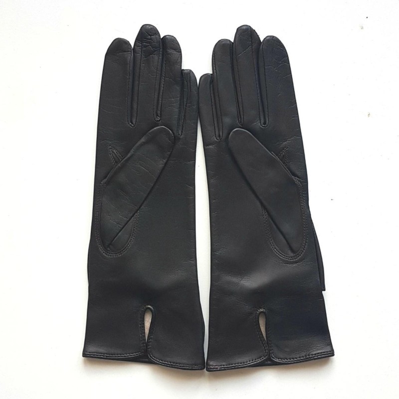 Gants en Cuir d'Agneau Marron Gina Doublés Soie.