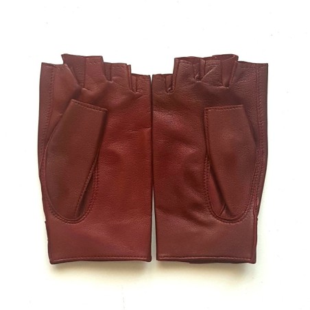 Mitaines en Cuir d'Agneau Rouge Her Pilote Non Doublées.