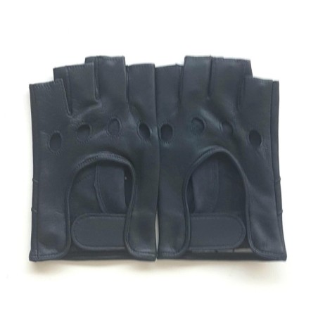 Mitaines en Cuir d'Agneau Navy Pilote Non Doublées.