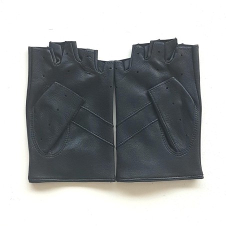 Mitaines en Cuir d'Agneau Navy Pilote Non Doublées.