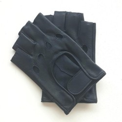 Mitaines en Cuir d'Agneau Navy Pilote Non Doublées.