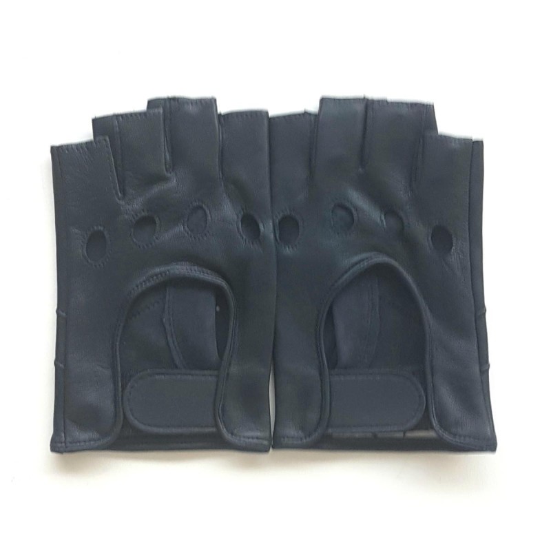 Mitaines en Cuir d'Agneau Navy Pilote Non Doublées.