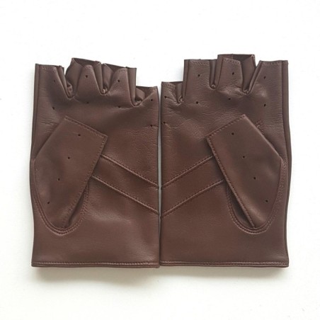 Mitaines en Cuir d'Agneau Havane Non Doublées.