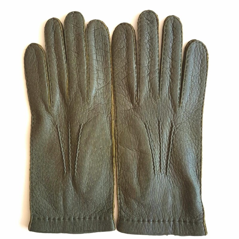 Gants en Cuir de Pécari Kaki Joseph Non Doublés.