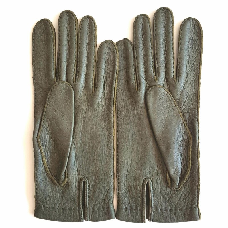 Gants en Cuir de Pécari Kaki Joseph Non Doublés.