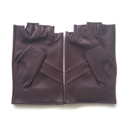 Mitaines en Cuir d'Agneau Bordeaux Non Doublées.