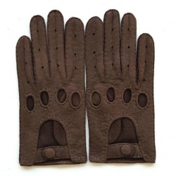 Gants en Cuir de Pécari Vison Ferdinand Non Doublés.