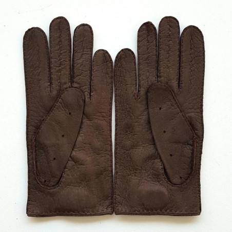 Gants en Cuir de Pécari Vison Ferdinand Non Doublés.