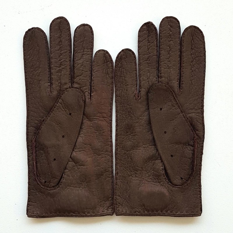 Gants en Cuir de Pécari Vison Ferdinand Non Doublés.