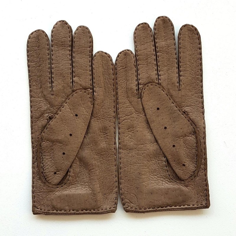 Gants en Cuir de Pécari Cannelle Ferdinand Non Doublés.