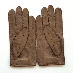 Gants en Cuir de Pécari Cannelle Ferdinand Non Doublés.