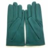 Gants en Cuir d'Agneau Vert Natier Luciole Origami Doublés Soie.