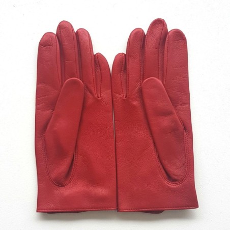 Gants en Cuir d'Agneau Rouge Audrey Non Doublés.